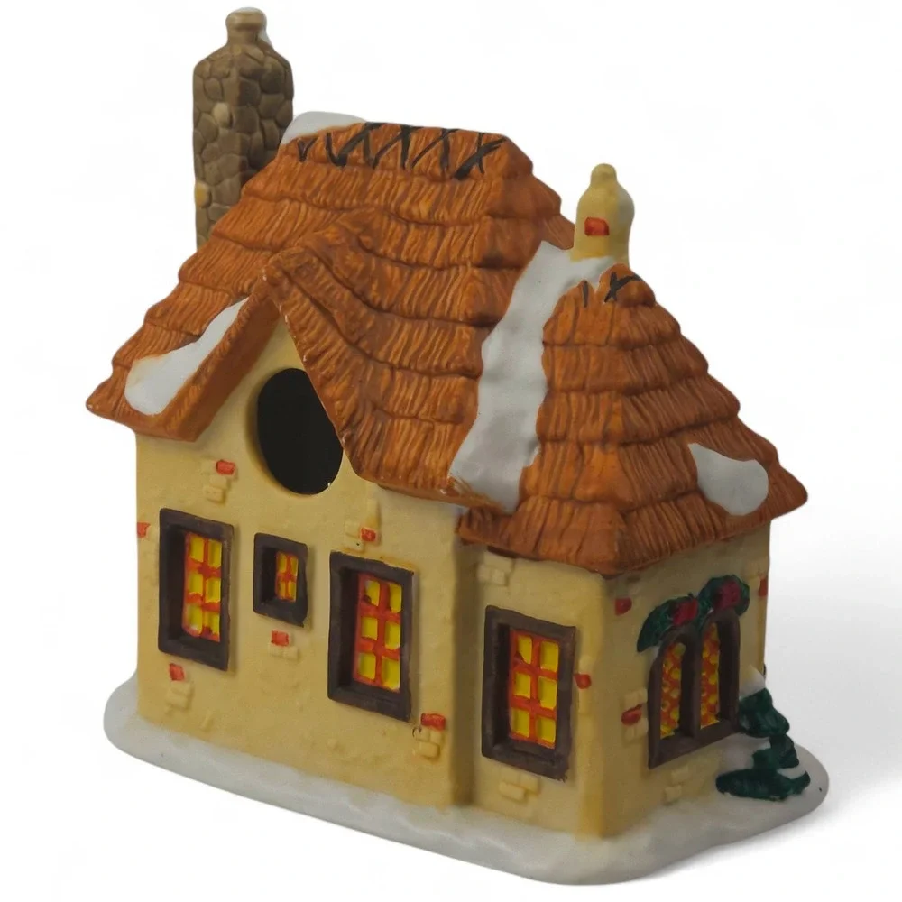 VTG 1998 Santa's Workbench Interior View Cottage House Village Lighte